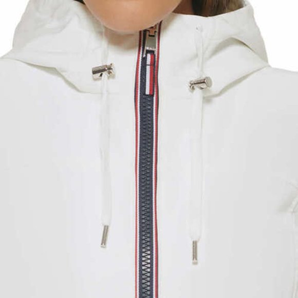 NWT Women's Softshell Hooded Lined Jacket White Tommy Hilfiger - Picture 7 of 11